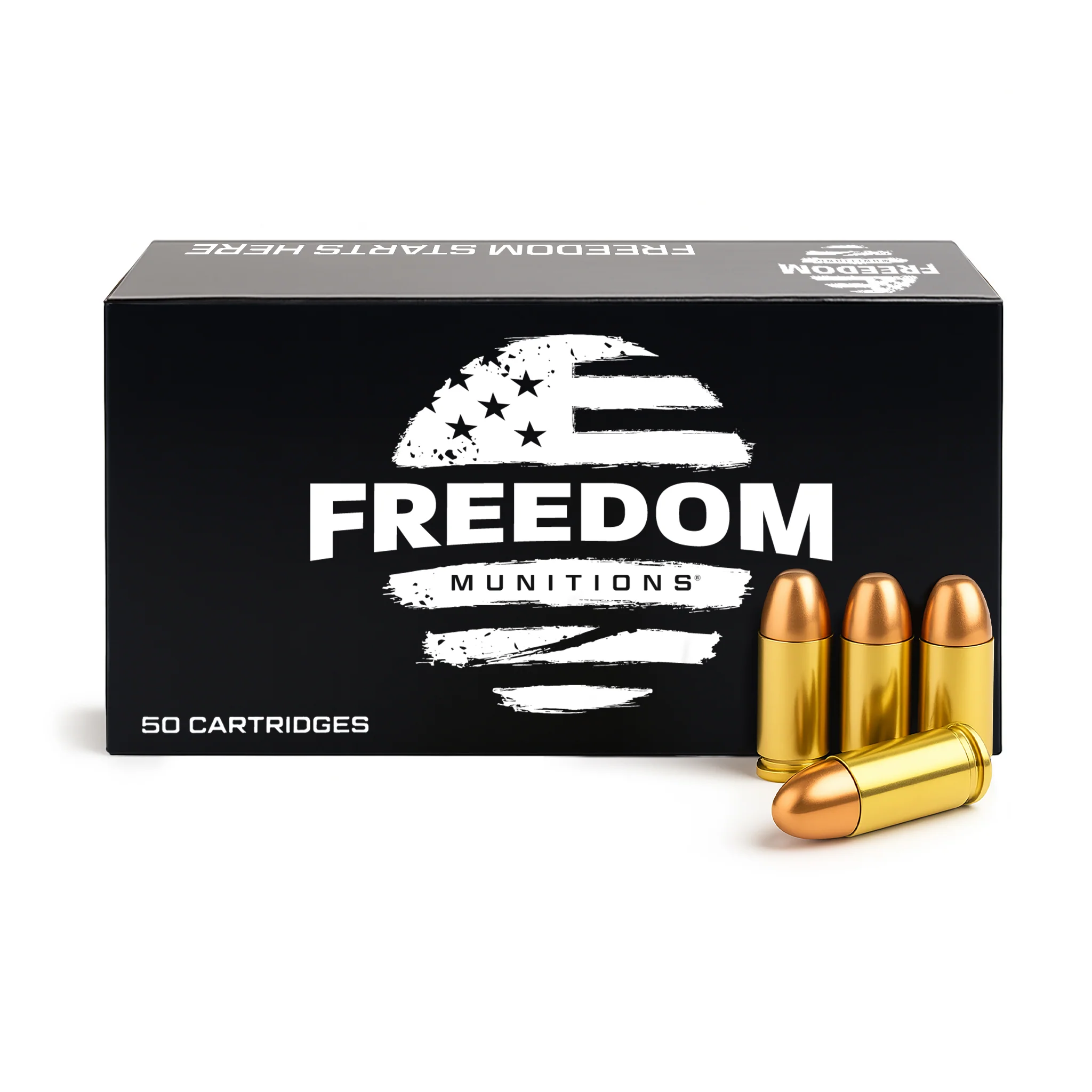 Freedom Munitions 9mm Luger Ammo- 124 Gr Round Nose (RN), 50 rounds, New