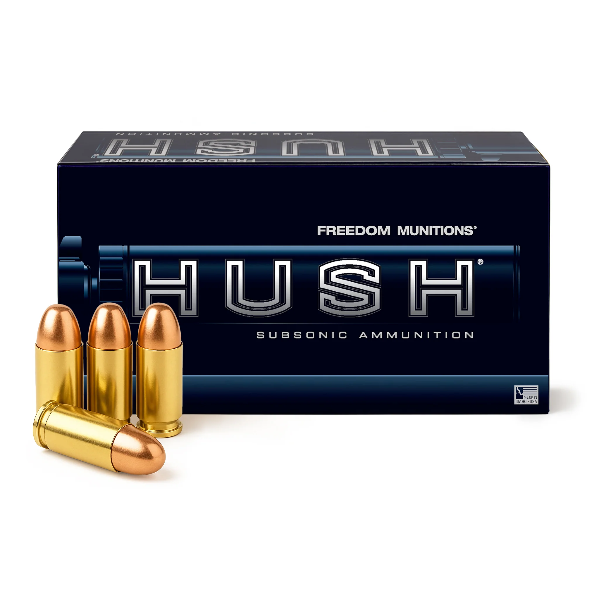 Freedom Munitions HUSH Subsonic 9mm Luger Ammo- 147 Gr Round Nose (RN), 50 rounds, New