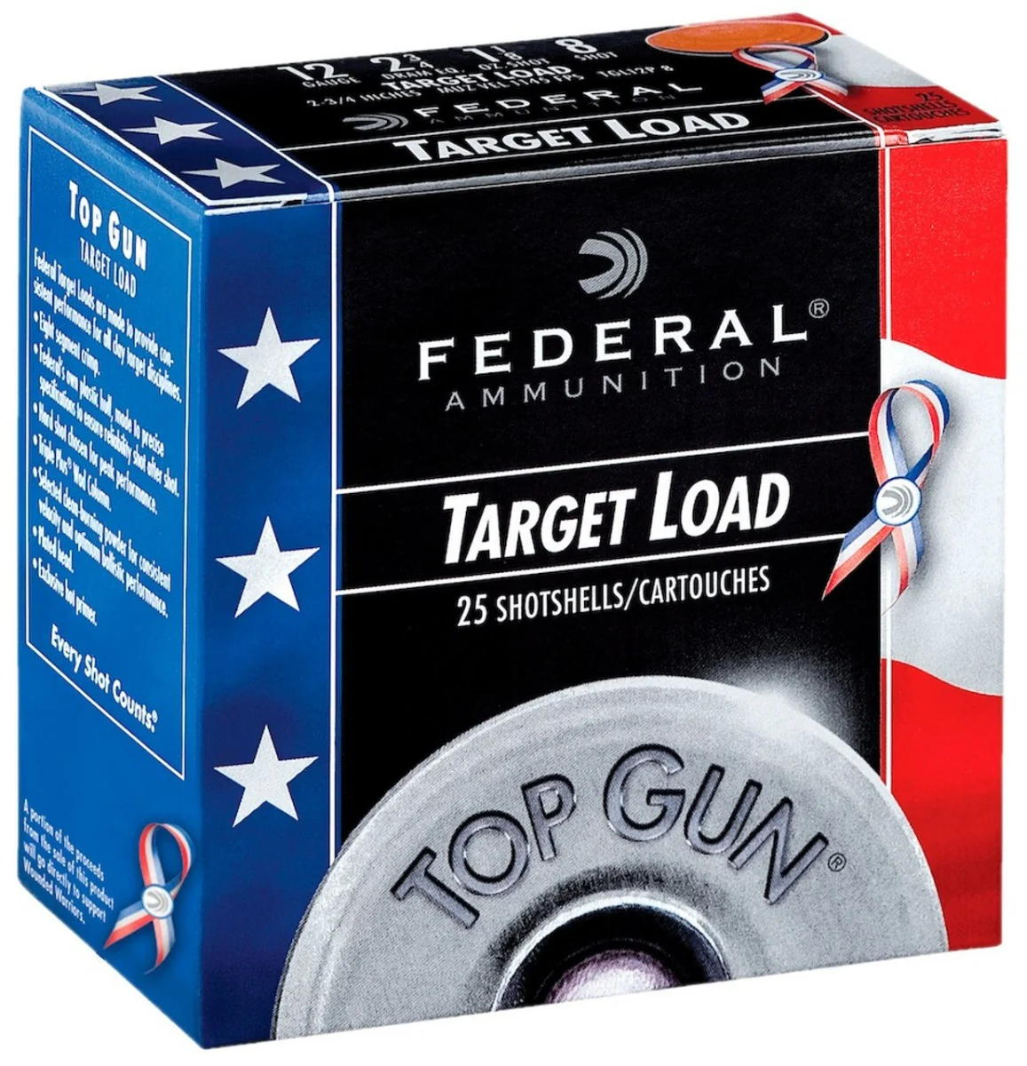 Federal Top Gun 12 Gauge 2.75" 1 1/8oz #8 Red White & Blue Target Load 25ct (TGL12US8)